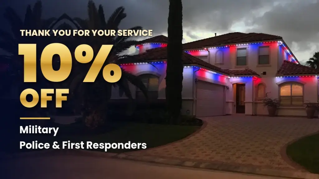 10% off permanent lighting for military, police and first responders